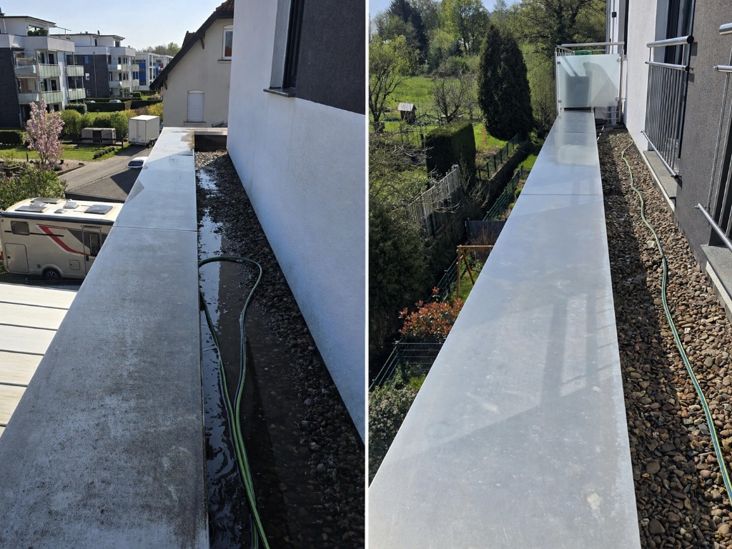 Balkonabdeckung vor und nach der Reinigung